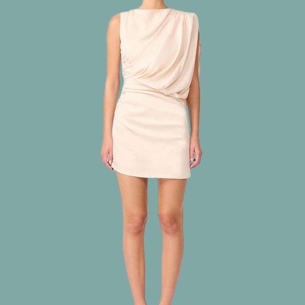 Elliatt One-Shoulder Cream Draped Mini Dress